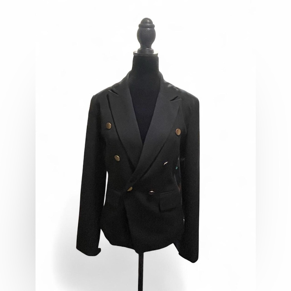 A New Day Women’s Black Double-Breasted Blazer With Gold Buttons– Size 4